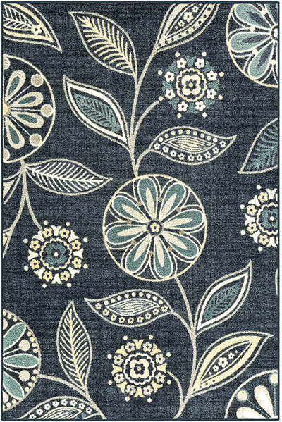 Maples Rugs Reggie Floral Area Rugs for Living Room & Bedroom [Made in USA], 3'4 x 5, Persian Blue