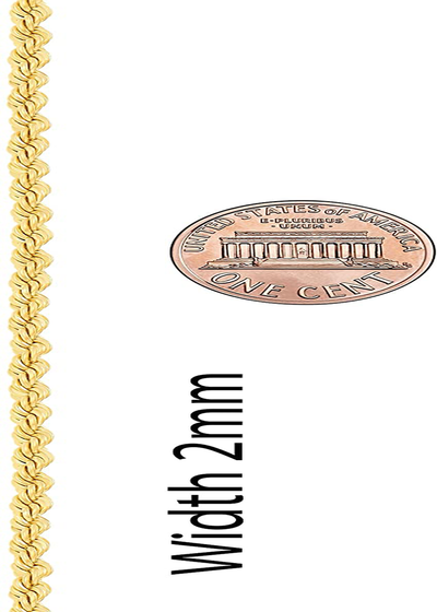 2mm Rope Chain Necklace 24k Real Gold Plated for Women and Men