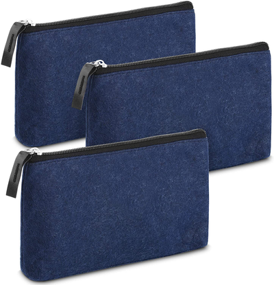 Mr. Pen- Pencil Case, Pencil Pouch, 3 Pack, Blue, Felt Fabric Pencil Case, Pen Bag, Pencil Pouch Small, Pen Case, School Supplies, Pencil Case, Pencil Bags, Pen Pouch, Pencil Pouches with Zipper