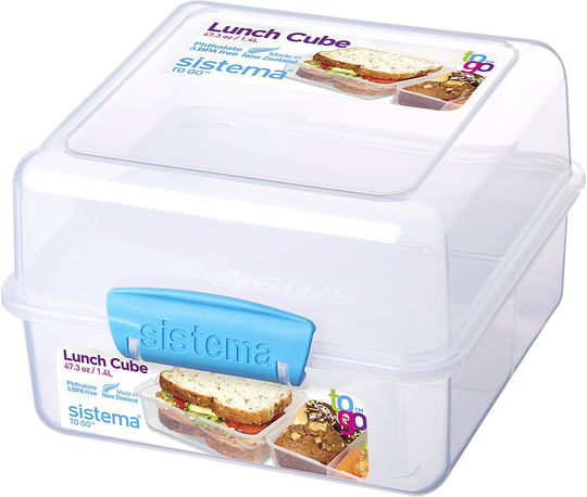 Sistema To Go Kids Lunch Boxes & Meal Containers | 2 Twist 'n' Sip Kids Water Bottles, 2 Lunch Cube Max with Dividers & 2 Leak-Proof Yoghurt Pots | BPA-Free