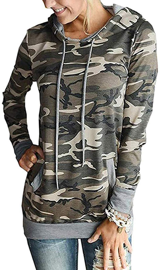 Barlver Women's Casual Hoodies Long Sleeve Sweatshirts Cowl Neck Drawstring Hooded Pullover Top with Pockets