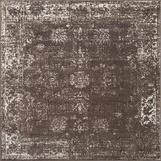 Unique Loom Sofia Collection Area Traditional Vintage Rug, French Inspired Perfect for All Home Décor, 6' 0 x 6' 0 Square, Brown/Ivory