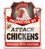 Bigtime Signs Chicken Coop Sign - Protected by Attack Chickens, Distressed Finish - Funny Coop, Farm, Home, Outdoor, Rooster/Hen House Decorations - Gamefowl Barn, Outdoor Shed Accessories