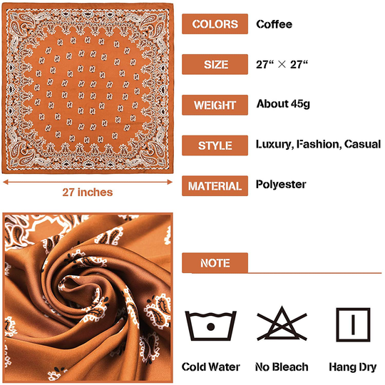 4 Pieces 27 Inch Satin Headband Scarves Silk Feeling Bandana Boho Head Scarves for Women Girls (Classic Pattern)