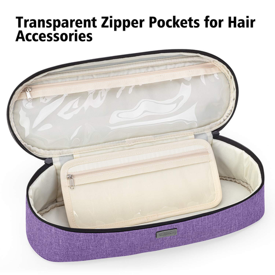 Teamoy Double-Layer Travel Storage Bag Compatible with Revlon One-Step Hair Dryer And Volumizer Hot Air Brush and Attachments, Purple(Bag Only))