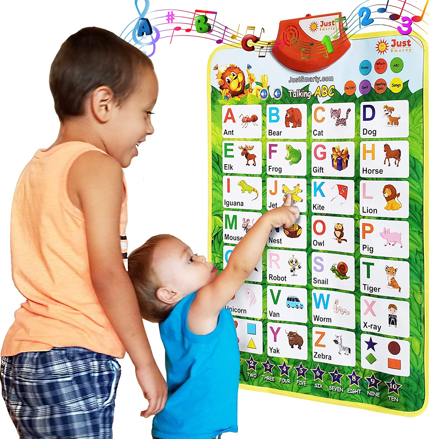 Just Smarty Interactive Dinosaurs Learning Poster, Includes 4 Dinosaur Figurines Kids Favorite Toys T-Rex, Spinosaurus, Triceratops and Brachiosaurus 7 Inches Each for Boys and Girls 3 and Up