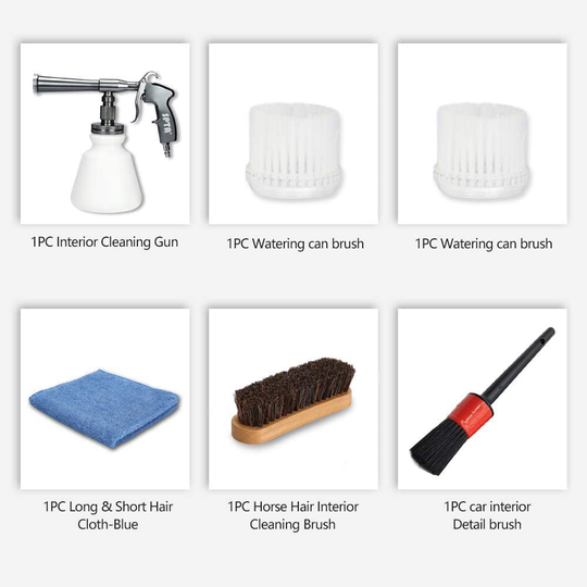 SPTA High Pressure Car Cleaning Gun, Cleaning Gun, Car Interior Washing Kit, Detailing Wash Gun with Metal Spinner for Seat Carpet Roof Dashboard, Essential Car Detailing Kit, 1L Bottle