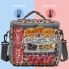 FlowFly Insulated Reusable Lunch Bag Adult Large Lunch Box for Women and Men with Adjustable Shoulder Strap Front Zipper Pocket and Dual Large Mesh Side Pockets, Colorful Feather