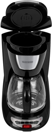 Black & Decker DCM100B 12-Cup Programmable Coffeemaker with Glass Carafe, Black