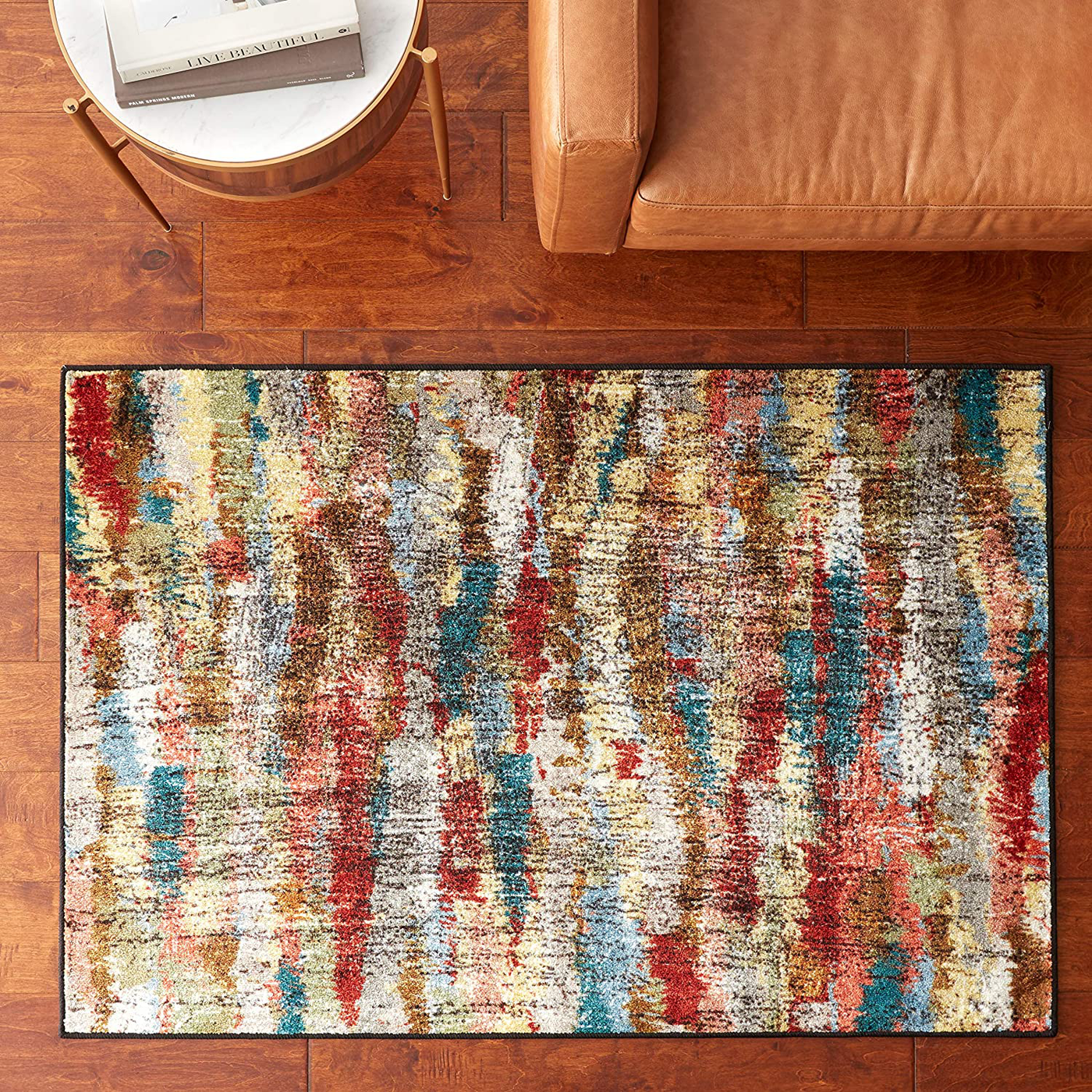 Brumlow Mills Rustic Abstract Bohemian Contemporary Colorful Print Pattern Area Rug for Living Room Decor, Dining, Kitchen Rugs, Bedroom or Entryway Rug, 2'6" x 3'10", Blue/Gray