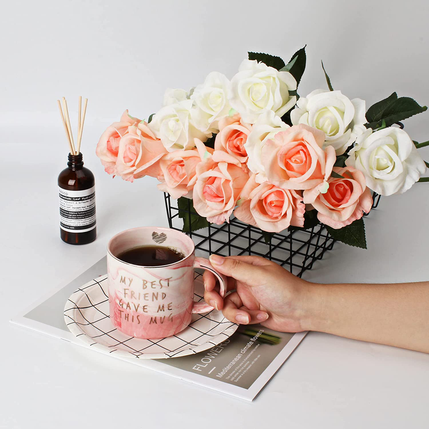 Best Friend Birthday Gifts for Women - My Best Friend Gave Me This Mug - Funny Friendship Gifts for Women - Gifts for BFF, Bestfriend, Besties, Sister, Her, Woman - Pink Marble Mug, 11.5oz Coffee Cup