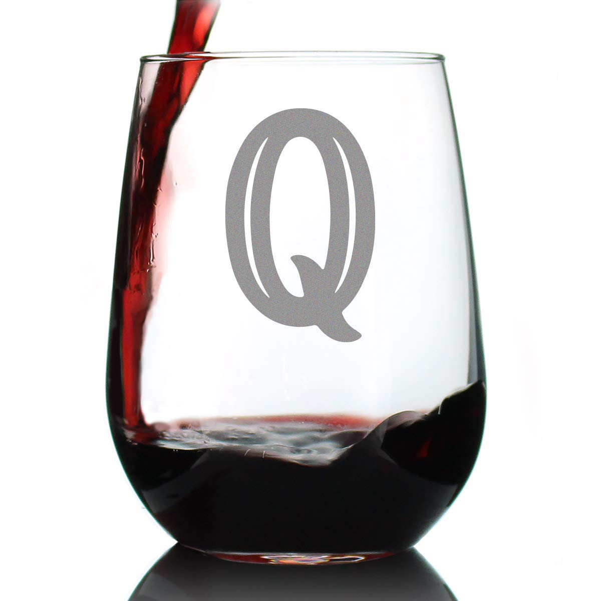 Monogram Bold Letter M - Stemless Wine Glass - Personalized Gifts for Women and Men - Large Engraved Glasses