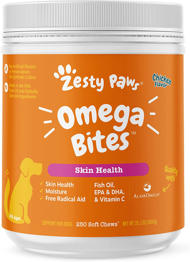 Omega 3 Alaskan Fish Oil Chew Treats for Dogs, with AlaskOmega for EPA & DHA Fatty Acids - Itch Free Skin - Hip & Joint Support + Heart & Brain Health