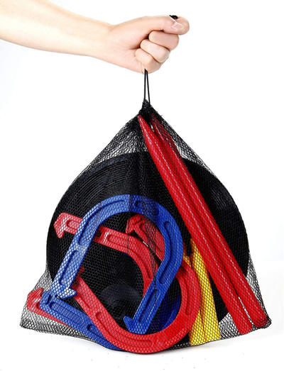 Win SPORTS Outdoor Indoor Rubber Horseshoes Set Includes 4 Horseshoes,2 Pegs,2 Rubber Mats,2 Red Plastic dowels,Beach Games Perfect for Tailgating,Camping,Backyard,Fun for Kids Adults