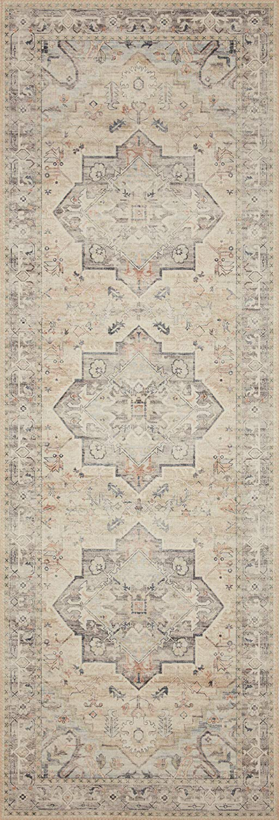 Loloi II Hathaway HTH-05 Printed Steel Ivory Vintage Distressed Oriental Area Rug 2'-0" x 5'-0"