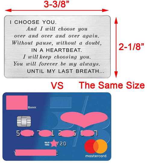 Steel Wallet Love Note Insert, Engraved Cards for Husband, Mini Love Notes, Birthday Gifts for Men Unique, Steel Anniversary Card Gifts for Men, Boyfriend, Personalized Message Card