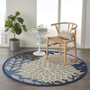 Nourison Aloha Indoor/Outdoor Floral Blue/Multicolor x Area Rug (4' Round), XROUND