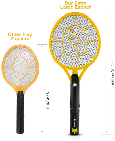 Beastron Bug Zapper Electric Fly 3000V USB Rechargeable, Mosquito Racquet Killer Racket with LED Light & 2 Layer Mesh (Large Size), yellow