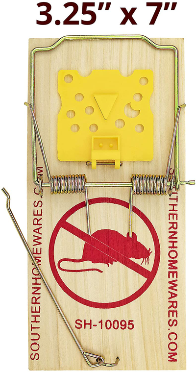 Southern Homewares Wooden Snap Rat Trap Spring Action With Expanded Cheese Shaped Trigger 2 Pack