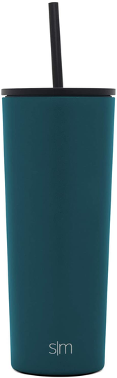 Simple Modern Classic Insulated Tumbler with Straw and Flip Lid - Stainless Steel Water Bottle Iced Coffee Travel Mug Cup 24oz (710ml) - Midnight Black