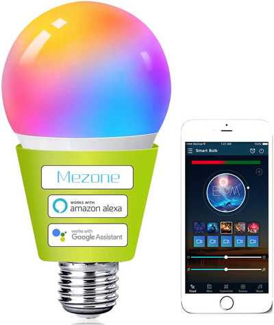 Smart WiFi Light Bulb Compatible with Alexa & Google Home RGB Color Changing Light Bulb with APP, No Hub Required