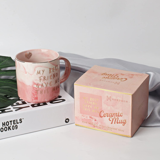 Best Friend Birthday Gifts for Women - My Best Friend Gave Me This Mug - Funny Friendship Gifts for Women - Gifts for BFF, Bestfriend, Besties, Sister, Her, Woman - Pink Marble Mug, 11.5oz Coffee Cup