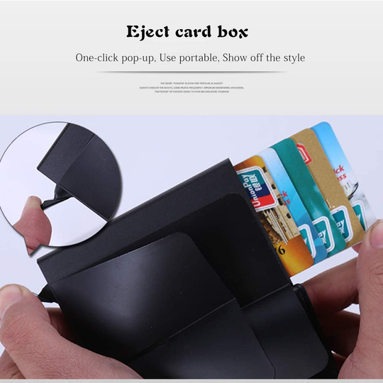 Credit Card Holder Slim Wallet Front Pocket Protector Pop up Design Aluminum Up to Hold 7 Cards （Carbon Fiber Black）