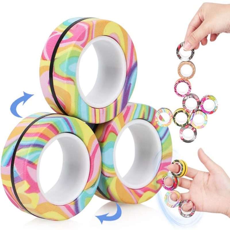 Set of 3 Magnetic Rings Fidget Spinner Game