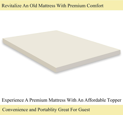 Continental Mattress 1-Inch Foam Topper,Adds Comfort to Mattress, Twin Size