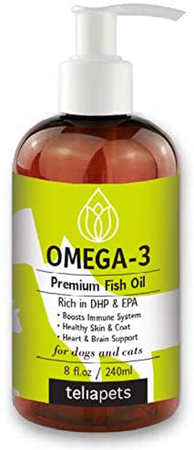 Teliapets Pure Omega – 3, 6, 9 Fish Oil Supplement for Dogs and Cats – High Concentrated EPA and DHA for Better and Faster Results 8Fl oz / 240 ml.