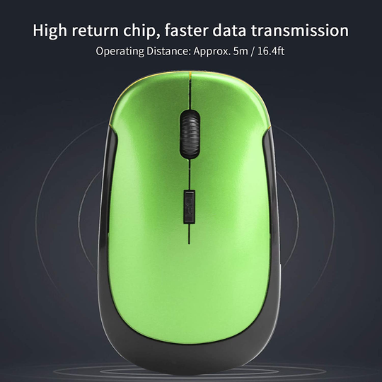 Wireless Mouse 2.4G Wreless Frequency Hopping Adjustable Optical USB Receiver Notebook Computer Accessories 1600dpi Silent Micro Motion Design Lightweight and Portable(Green)