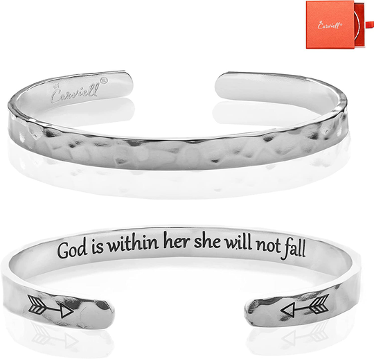 Carviell Bracelets for Women, Personalized Gifts for Her, Mom, Best Friend, Inspirational Friendship Cuff for Teen Girls, Engraved, Birthday Gift Jewelry