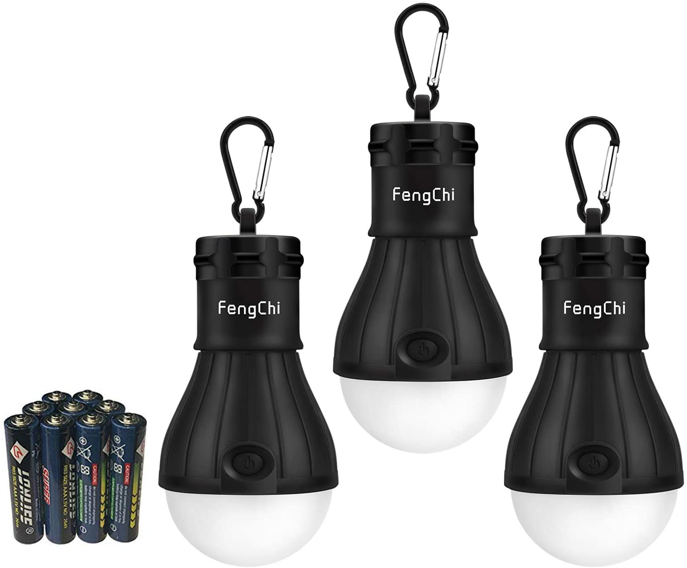 FengChi LED Camping Lantern, [3 Pack] Portable Outdoor Tent Light Emergency Bulb Light for Camping, Hiking, Fishing,Hurricane, Storm, Outage.
