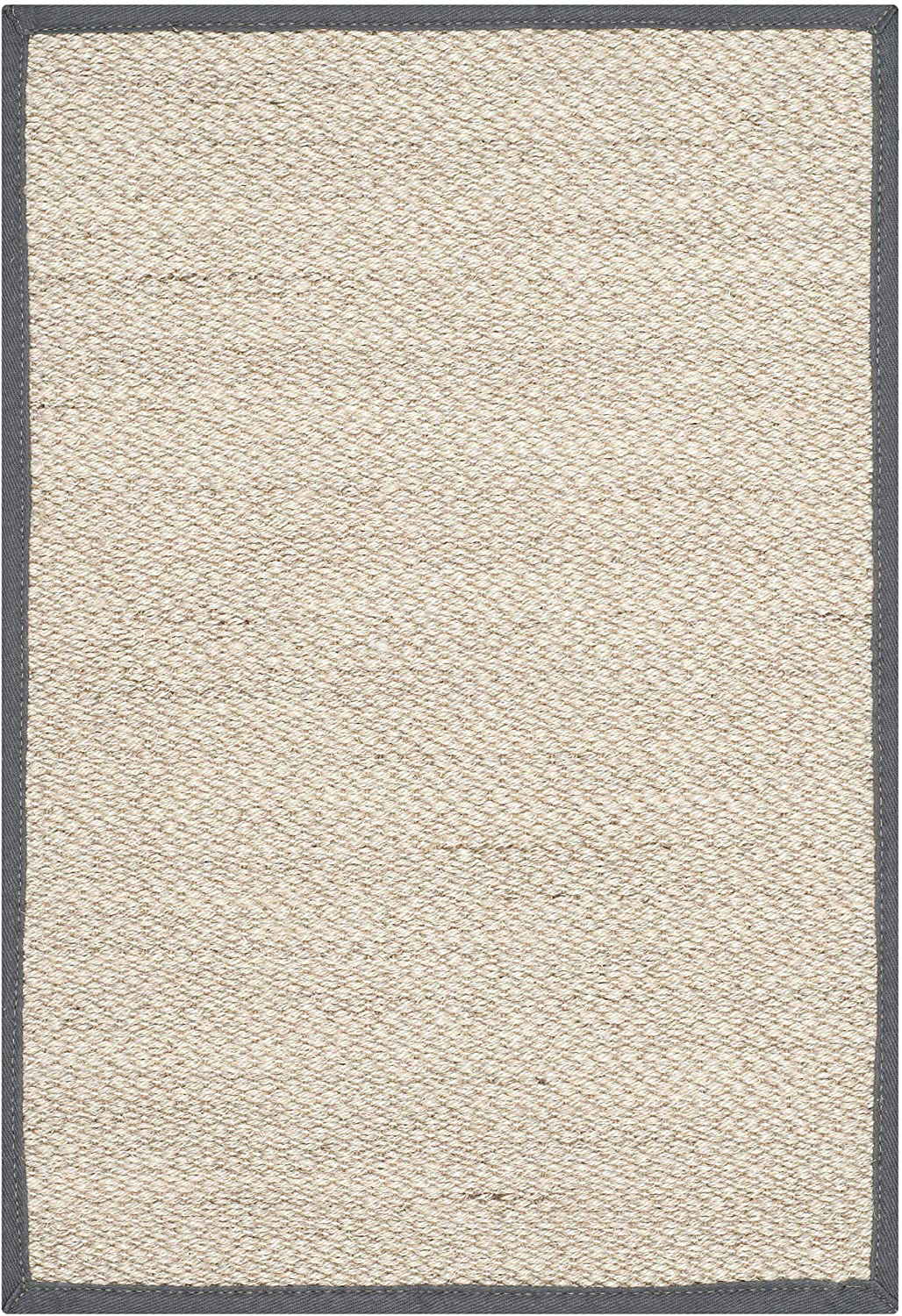 Safavieh Natural Fiber Collection NF143D Border Sisal Accent Rug, 2'6" x 4', Marble / Dark Grey