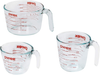 Pyrex Glass Measuring Cup Set (3-Piece, Microwave and Oven Safe),Clear