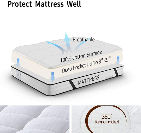 MEROUS Twin Size Mattress Pad - Pillow Top Quilted Mattress Cover,Mattress Protector Cotton 8-21" Deep Pocket Cooling Mattress Topper