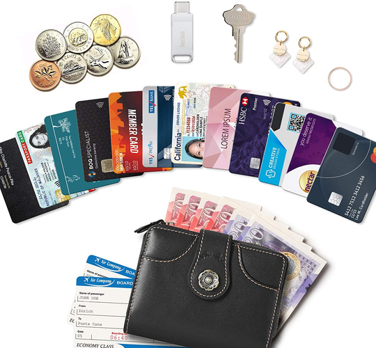 Women Premium Genuine Leather Wallet Credit Card Clutch Wallets,RFID Blocking Zipper Pocket Purse with ID Window