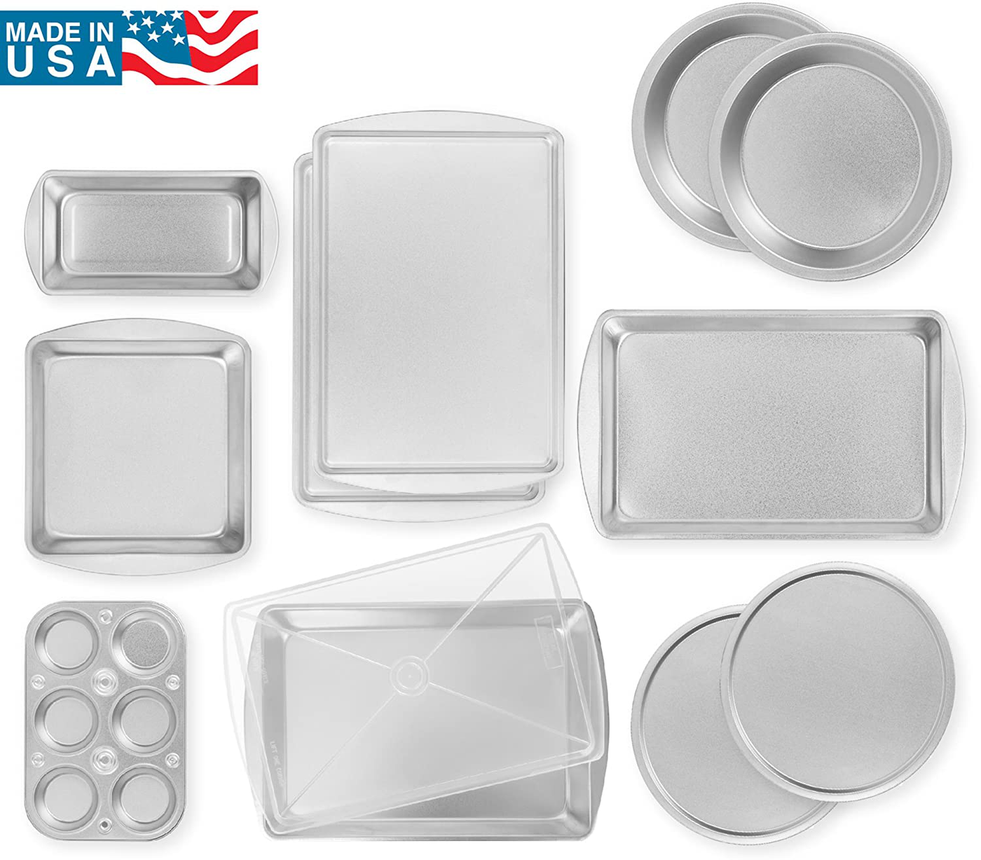 EZ Baker Uncoated, Durable Steel Construction 12-Piece Bakeware Set - Natural Baking Surface that Heats Evenly for Perfect Baking Results, Set Includes all Necessary Pans