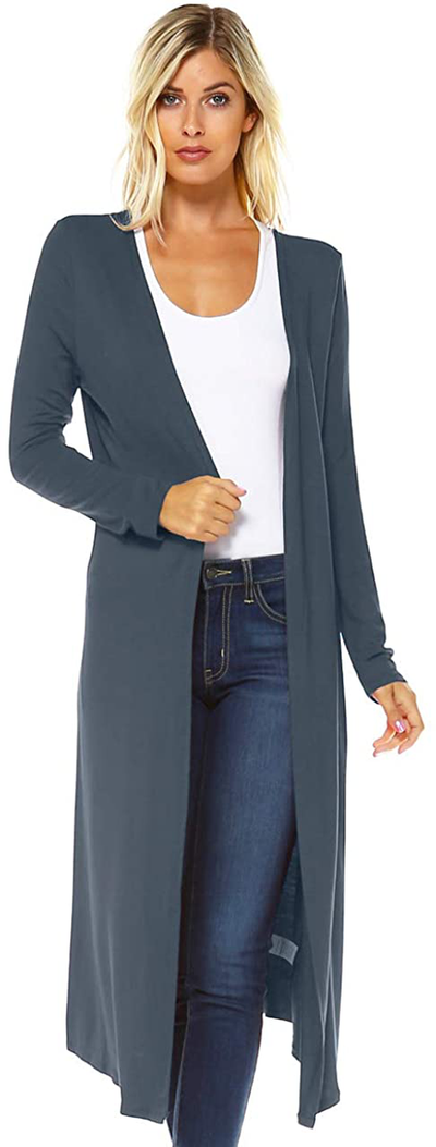 Issac Liev Isaac Liev Trendy Extra Long Duster Soft Lightweight Cardigan - Made in The USA