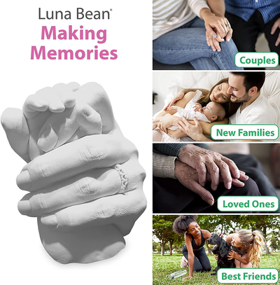 Luna Bean Keepsake Hands Casting Kit | DIY Plaster Statue Molding Kit | Hand Holding Craft for Couples, Adult & Child, Wedding, Friends, Anniversary