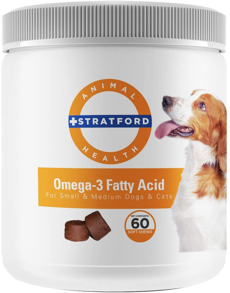 Stratford Pharmaceuticals Omega 3 Fatty Acid Soft Chews Max Strength, Dog Omega 3 Supplement, Soft Chew with Fish Oil for Dogs, Small and Medium Dogs