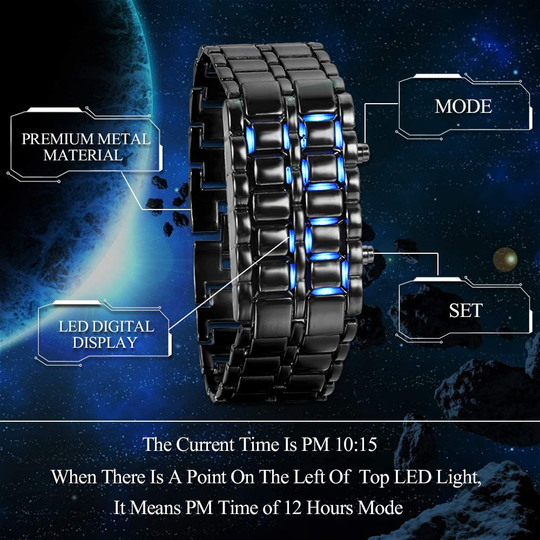 Men's LED Lava Digital Wristwatch with Buckle Closure