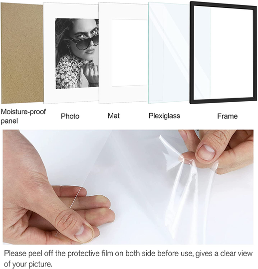 HappyHapi 8x10 Inch Picture Frames, Set of 6 Wooden Picture Frames, Tabletop or Wall Display Decoration for Photos, Paintings, Landscapes, Posters, Artwork (Black)