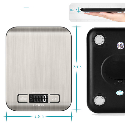 High Precision 5 Unit Stainless Steel Digital Kitchen Scale with Free Batteries