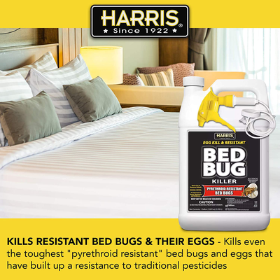 HARRIS Bed Bug and Egg Killer, Toughest Liquid Spray with Odorless and Non-Staining Extended Residual Kill Formula (Gallon)