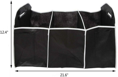 Extra Large Trunk Organizer and Foldable Storage with 3 Compartments