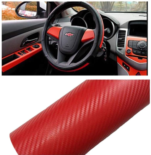 Silence Shopping 3D Carbon Fiber Vinyl Car DIY Wrap Sheet Roll Film Sticker Decal Red or Black