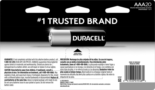 Duracell - CopperTop AAA Alkaline Batteries - Long Lasting, All-Purpose Triple A Battery for Household and Business - 20 Count