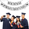 We Are So Proud of You Banner - Card-Stock, No DIY Graduation Decorations 2021 | Black and White Banner for Nurse Graduation Decorations | We Are So Proud Of You Graduation Banner for Grad Party Decor