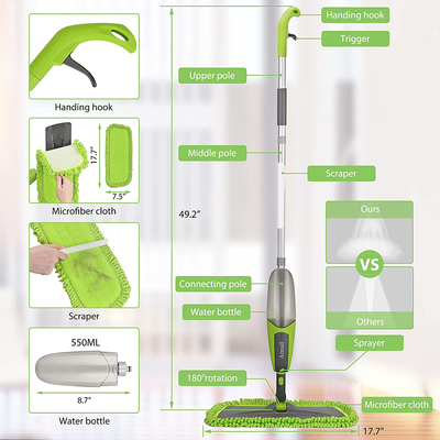 Spray Mop for Floor Cleaning Microfiber Mop Wet Dust Mop with 4 Reusable Washable Microfiber Pads and 550ML Refillable Bottle Dry Wet Kitchen Mop for Hardwood Laminate Tile Floor Cleaner Household